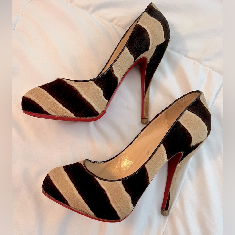 Christian Louboutin Ponyhair Striped D'Orsay Pumps
